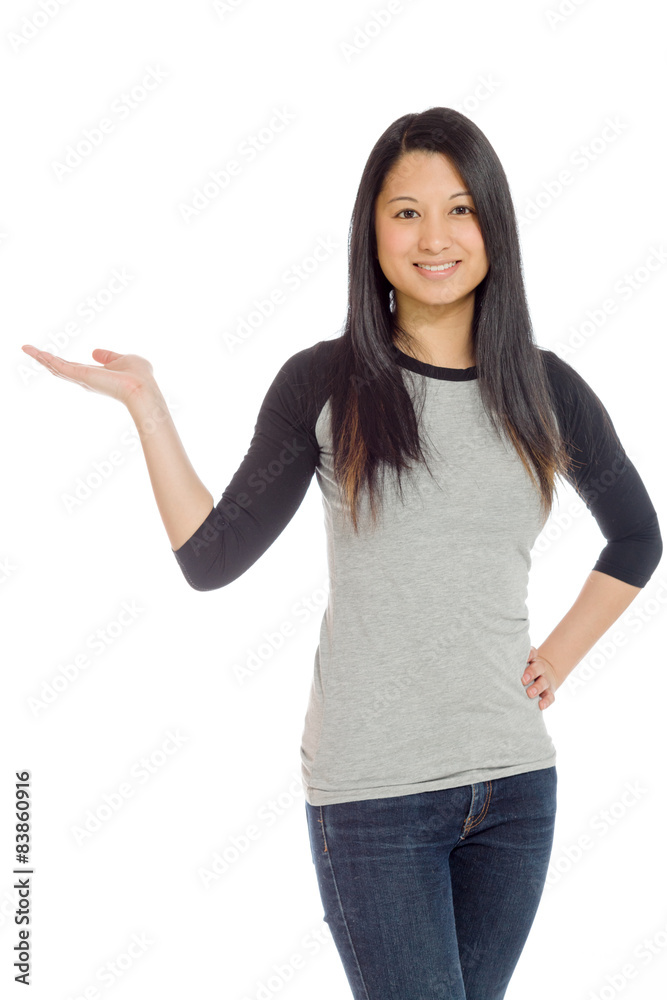 Model isolated hand gesture presenting Model isolated hand gesture presenting