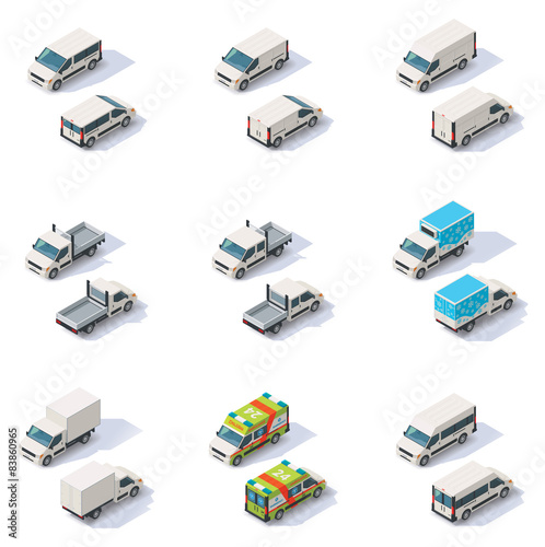 Vector isometric vans set