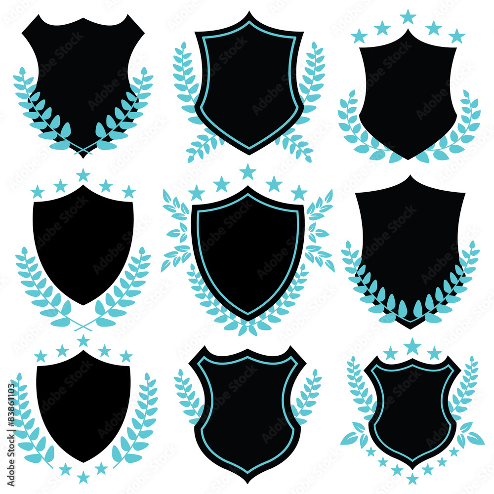 Vintage vector badges and shield shapes