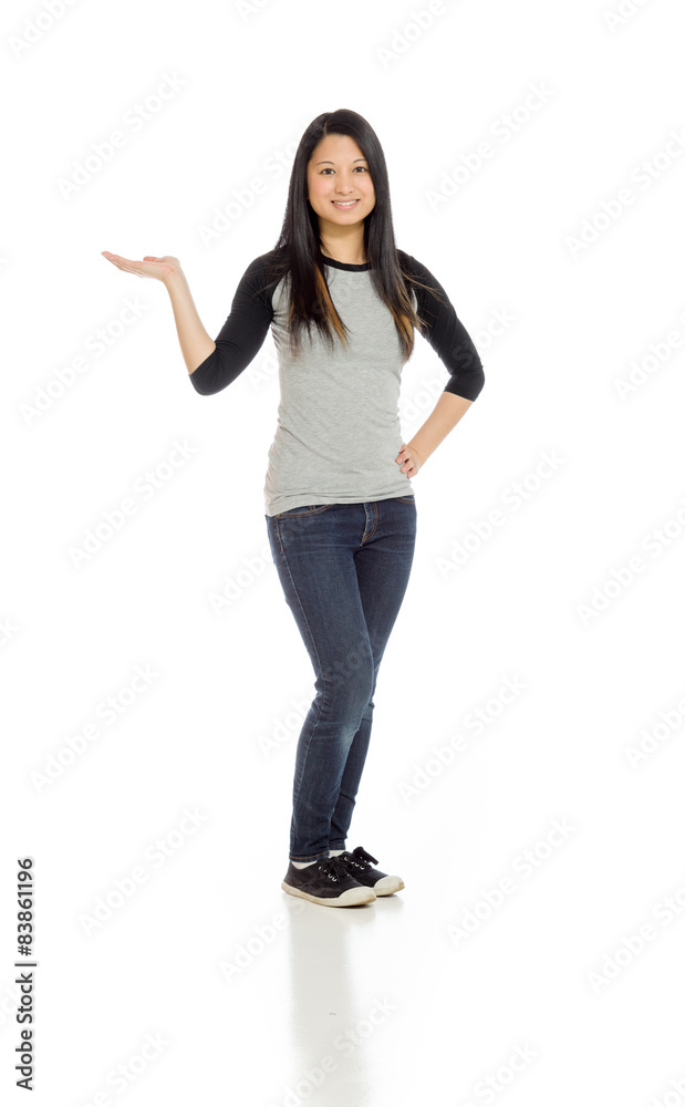 Model isolated hand gesture presenting Model isolated hand gesture presenting