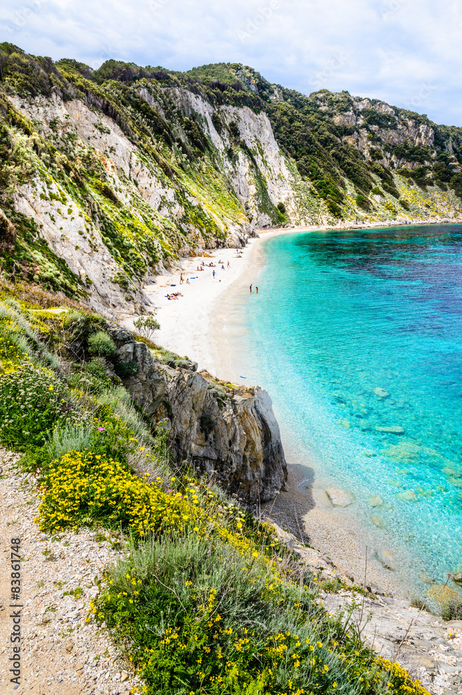 Elba island, Italy panoramic view of coast.Sansone beach.