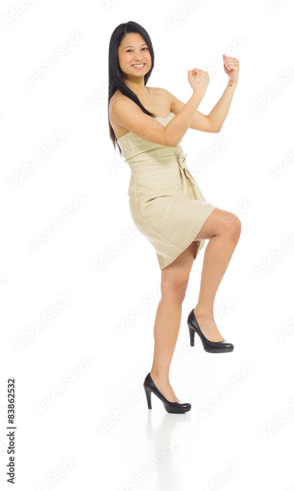 Model isolated cheerful