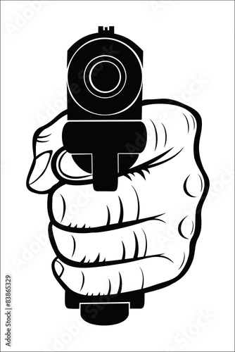 Hand pointing with the gun at you