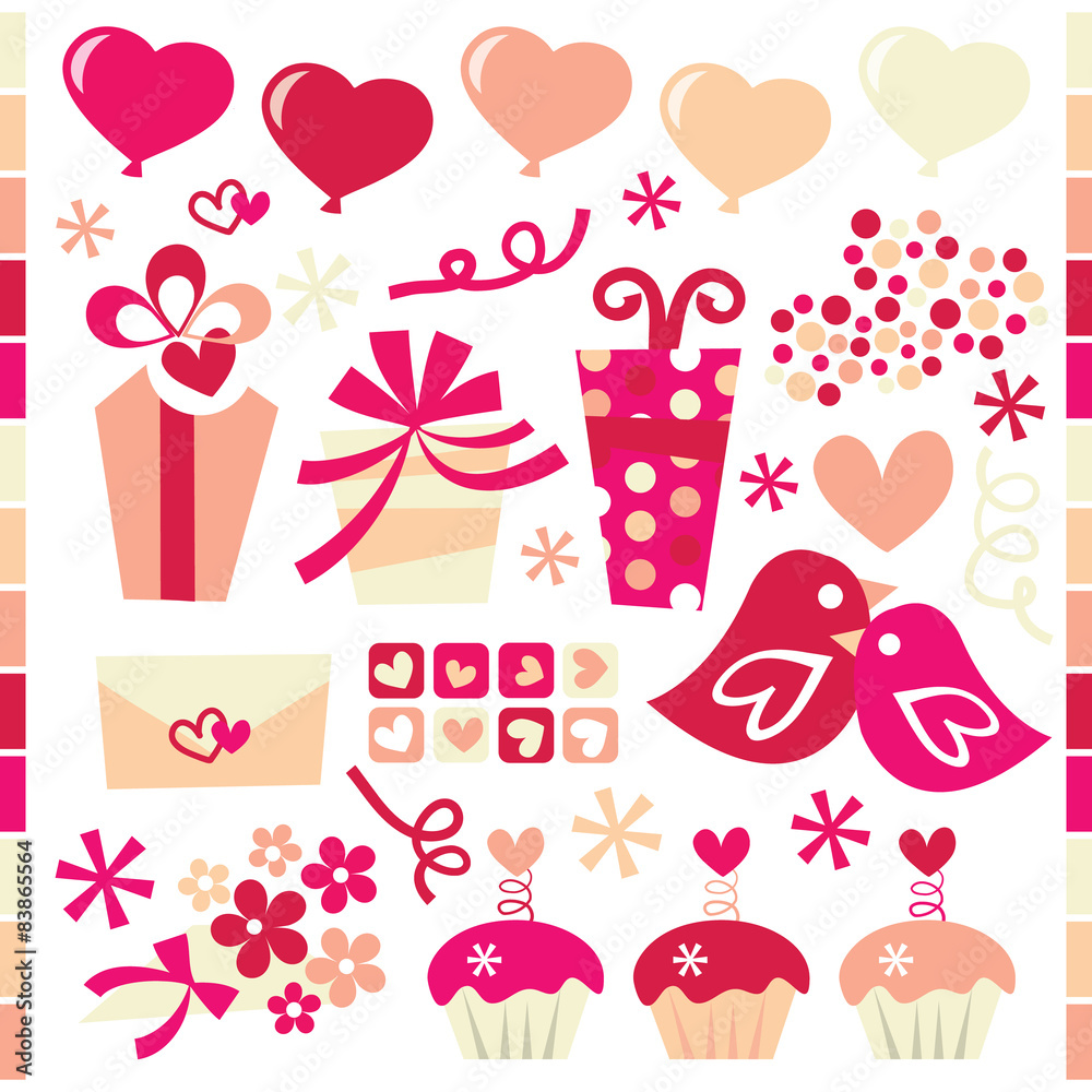 Retro Valentine's Day Design Elements