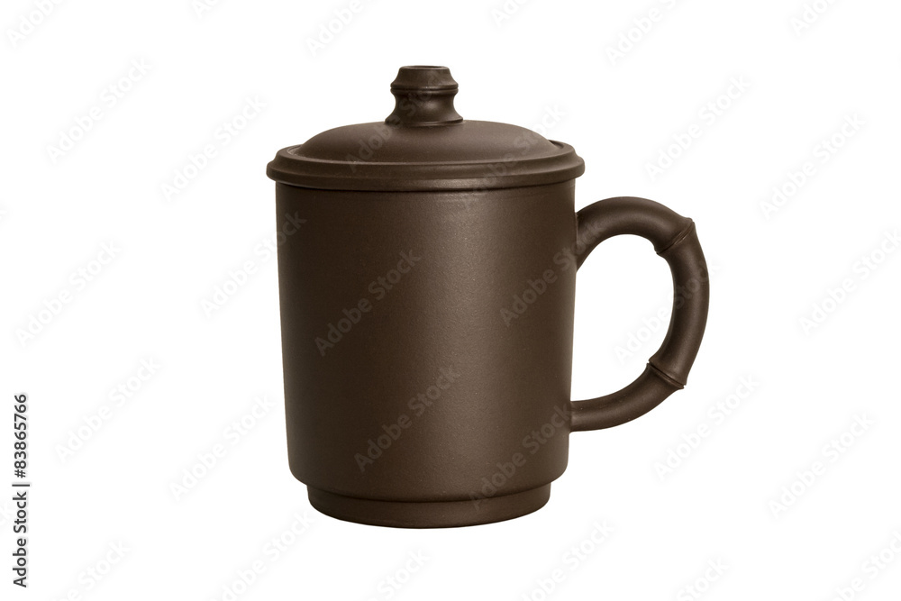 Chinese clay cup isolated on white background. Chinese clay cup isolated on white background.