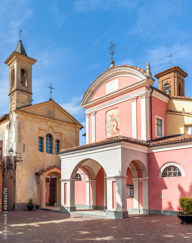 Two churches in small italian town.
