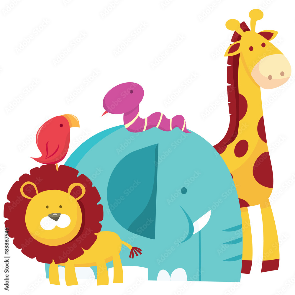 Naklejka premium Cartoon Safari Animals