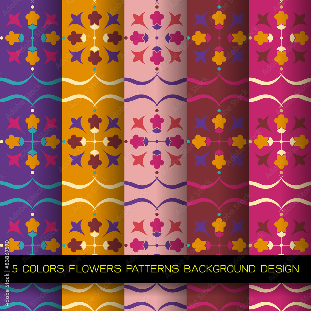 5 colors patterns with flowers 5 colors patterns with flowers