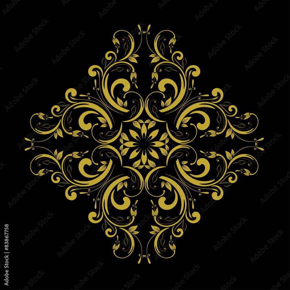 Ornamental floral element for design in vintage stile.