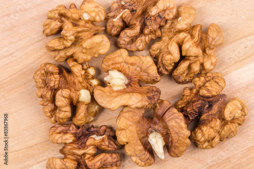 Walnut kernels as background. 