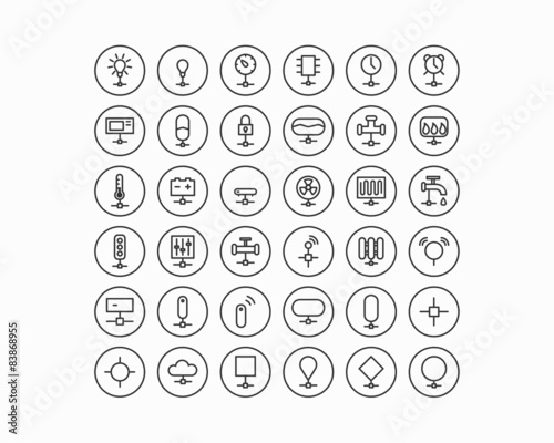 Netzwerk und Smart Home Line Icon Set