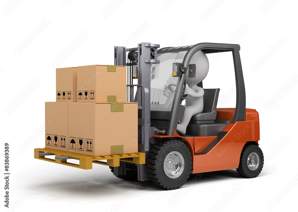 Forklift truck with boxes
