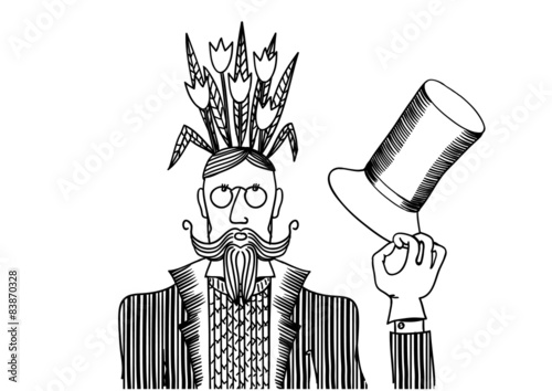 Fototapeta Naklejka Na Ścianę i Meble -  Man with flowers on the head