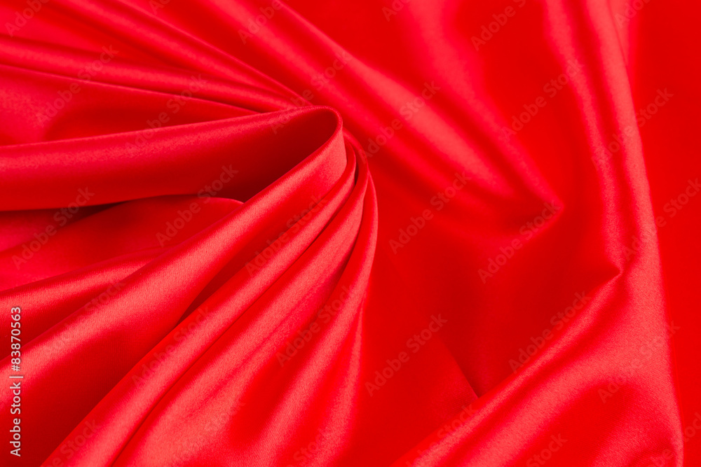 Red silk drapery. Close up. Red silk drapery. Close up.