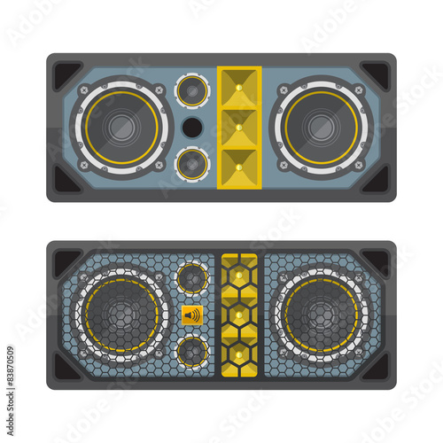 professional concert tour array speakers colored flat style illu