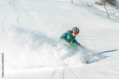 Young ski racer during a slalom competition