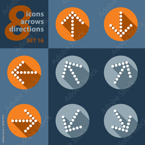set of eight icons with arrows