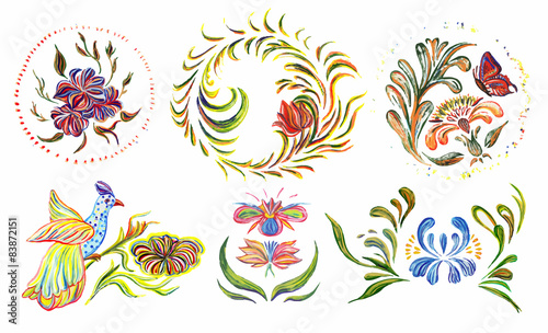 Ukrainian folk art. Ukrainian national motives. Vector.