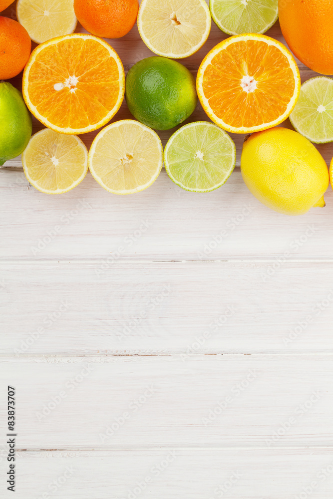 Citrus fruits. Oranges, limes and lemons Citrus fruits. Oranges, limes and lemons