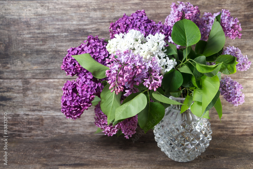 Bouquet of  lilac spring flowers in a vase