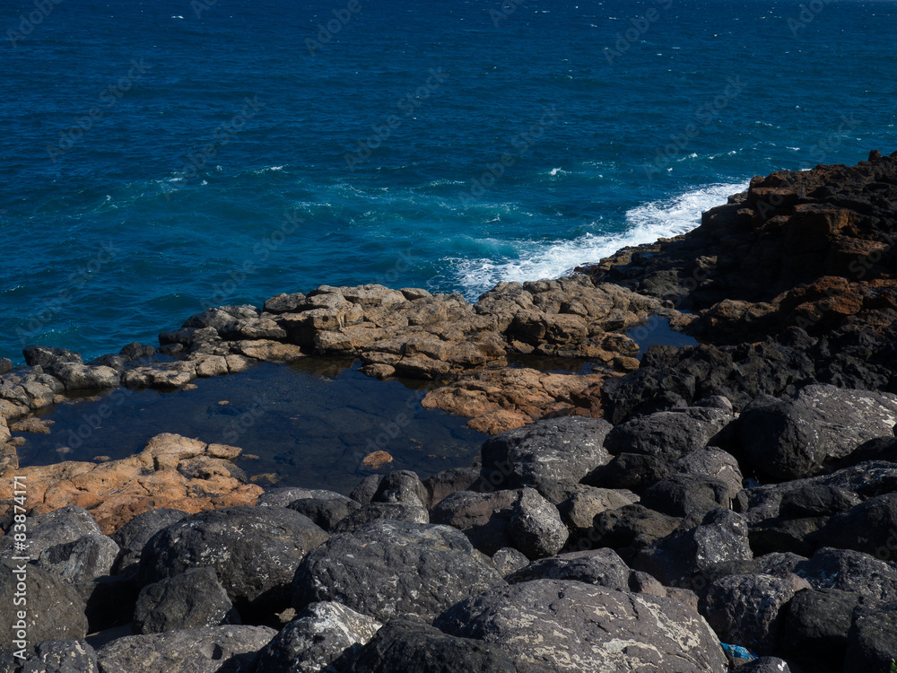 Blue ocean water of Fuerteventura coast, Canary Islands