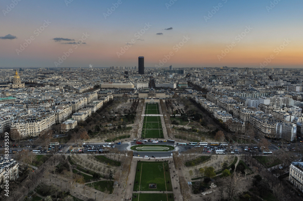 View of Paris from the Eiffel Tower by Sunset