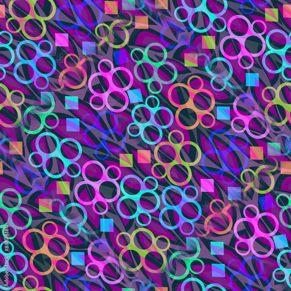 Abstract decorative tile with bubble and square elements