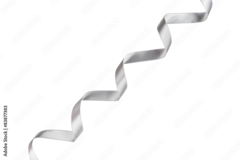 Silver ribbon on white background Silver ribbon on white background