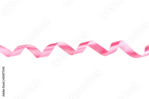 Pink ribbon on white background