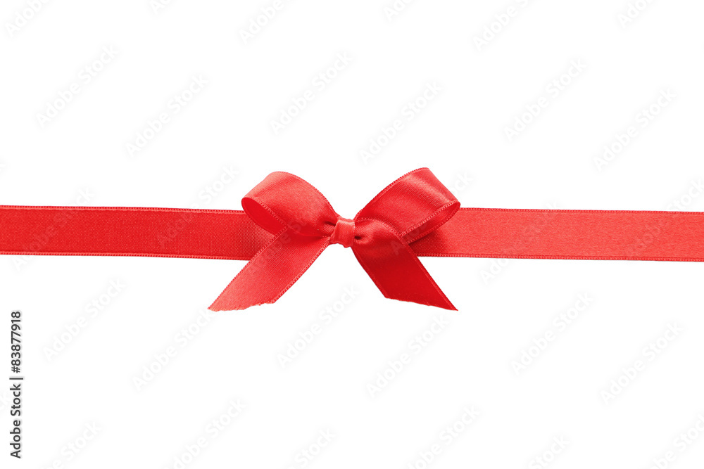 Red ribbon with bow on white background Red ribbon with bow on white background