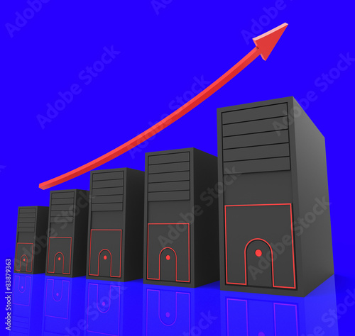 Obraz w ramie Increase Computer Storage Shows Improvement Advance And Upward