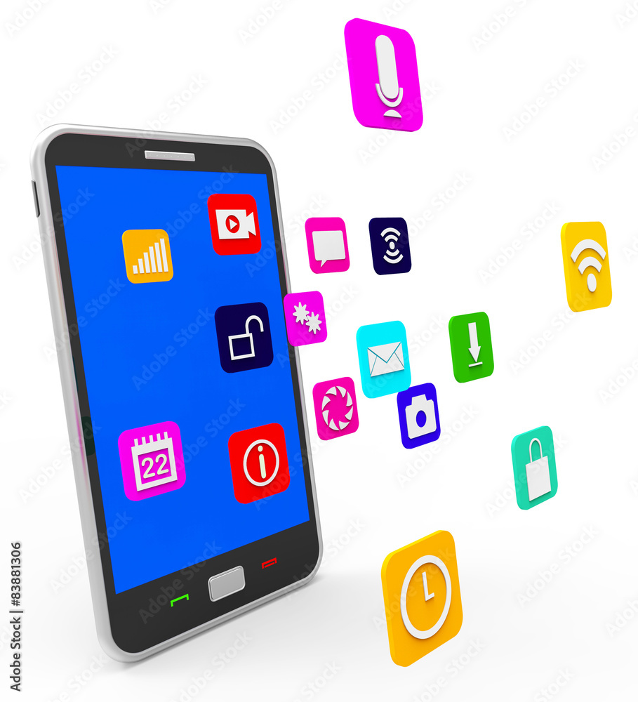 Social Media Phone Indicates News Feed And Blogging Social Media Phone Indicates News Feed And Blogging