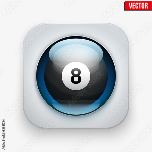 Sports button with ball under glass for website or app.
