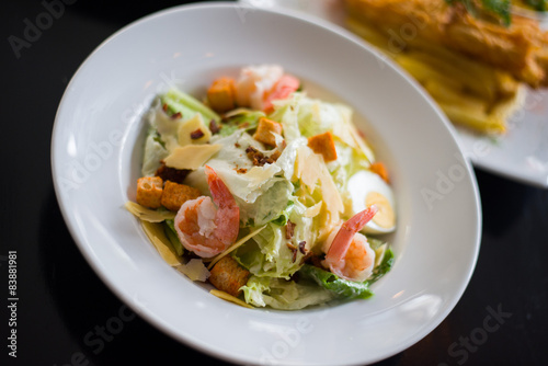Caesar salad with shrimp