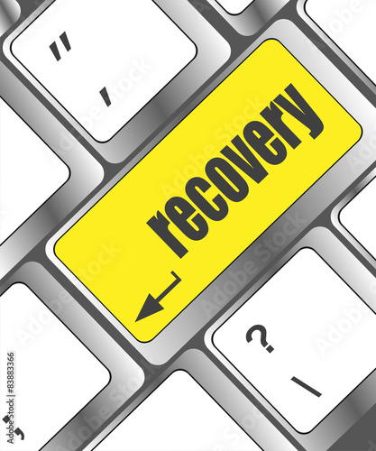 key with recovery text on laptop keyboard button