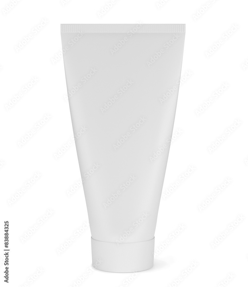 White cosmetic tube isolated on white background White cosmetic tube isolated on white background