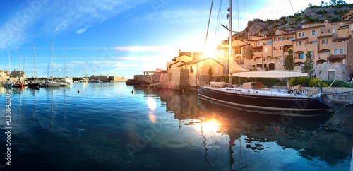 Porto Piccolo harbor panorama in Trieste Italy