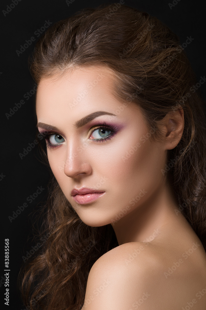 Close-up beauty portrait of young pretty brunette Close-up beauty portrait of young pretty brunette