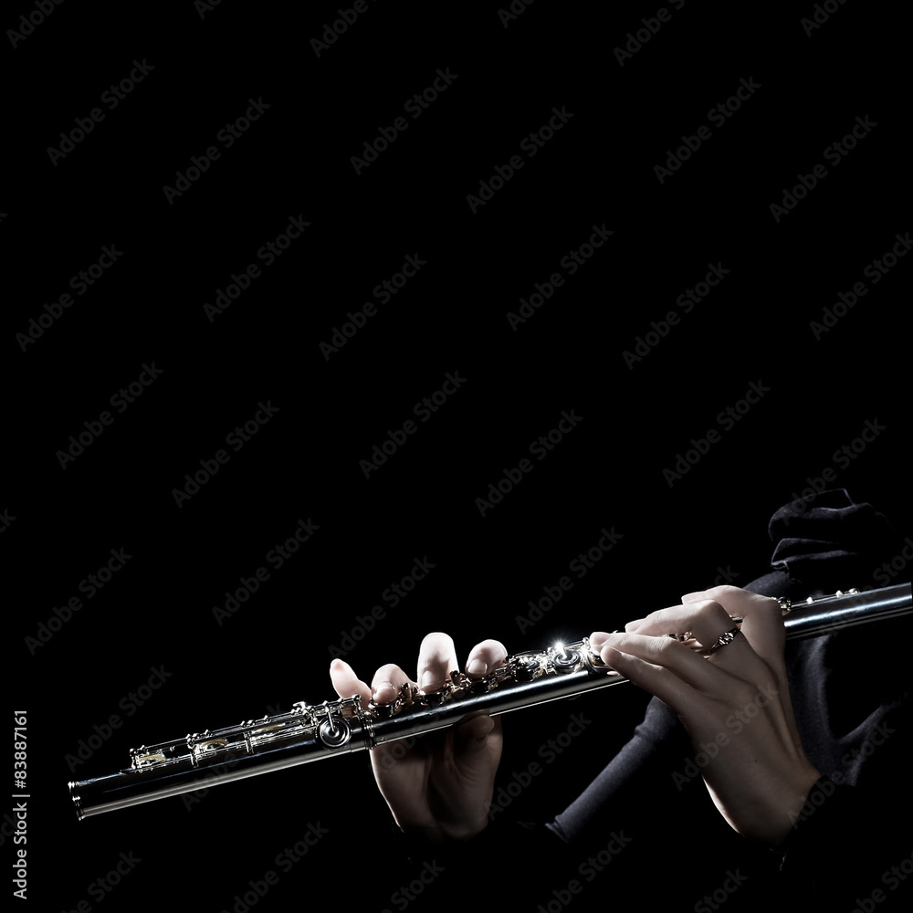 Naklejka premium Flute music instrument hands