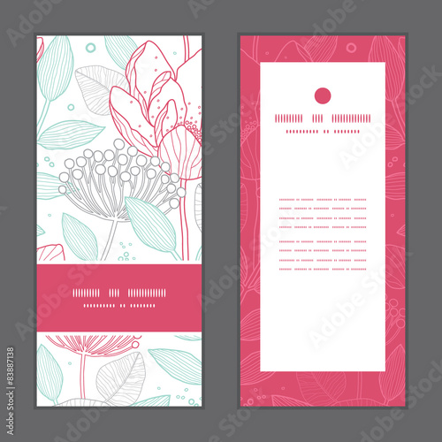 Vector modern line art florals vertical frame pattern invitation