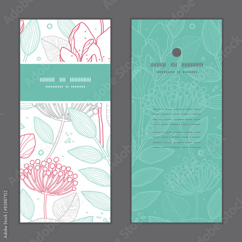 Vector modern line art florals vertical frame pattern invitation