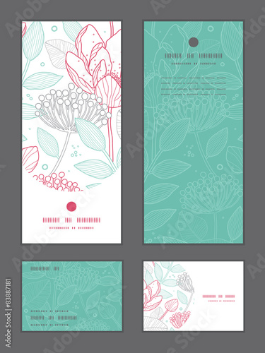 Vector modern line art florals vertical frame pattern invitation