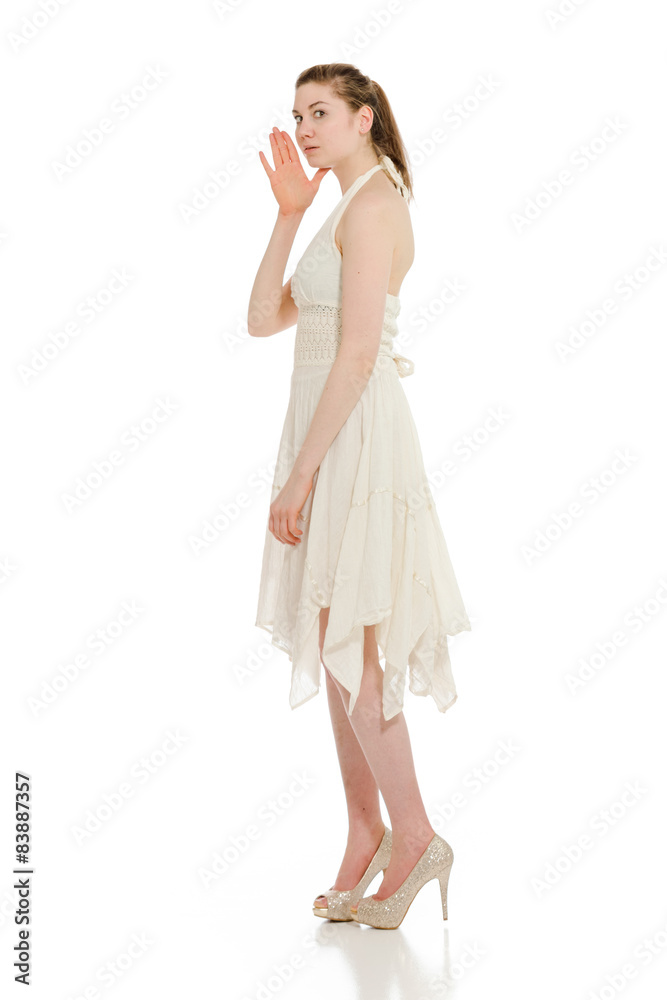 Naklejka premium Model isolated talking shouting voice