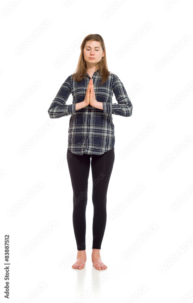 Model isolated praying Model isolated praying