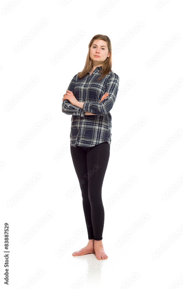 Model successful with arms crossed confident Model successful with arms crossed confident