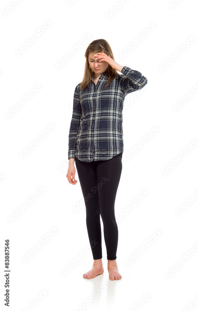 Model isolated with headache Model isolated with headache