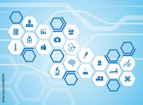 Medical background and icons to treat patients.