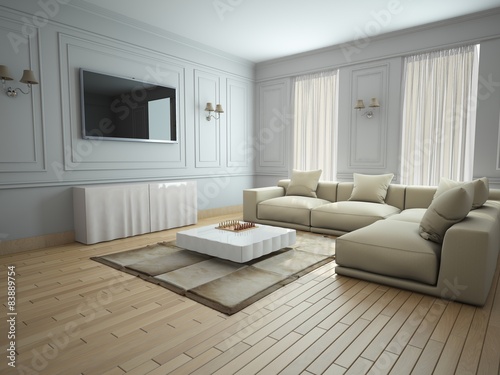 Living room 3D rendering