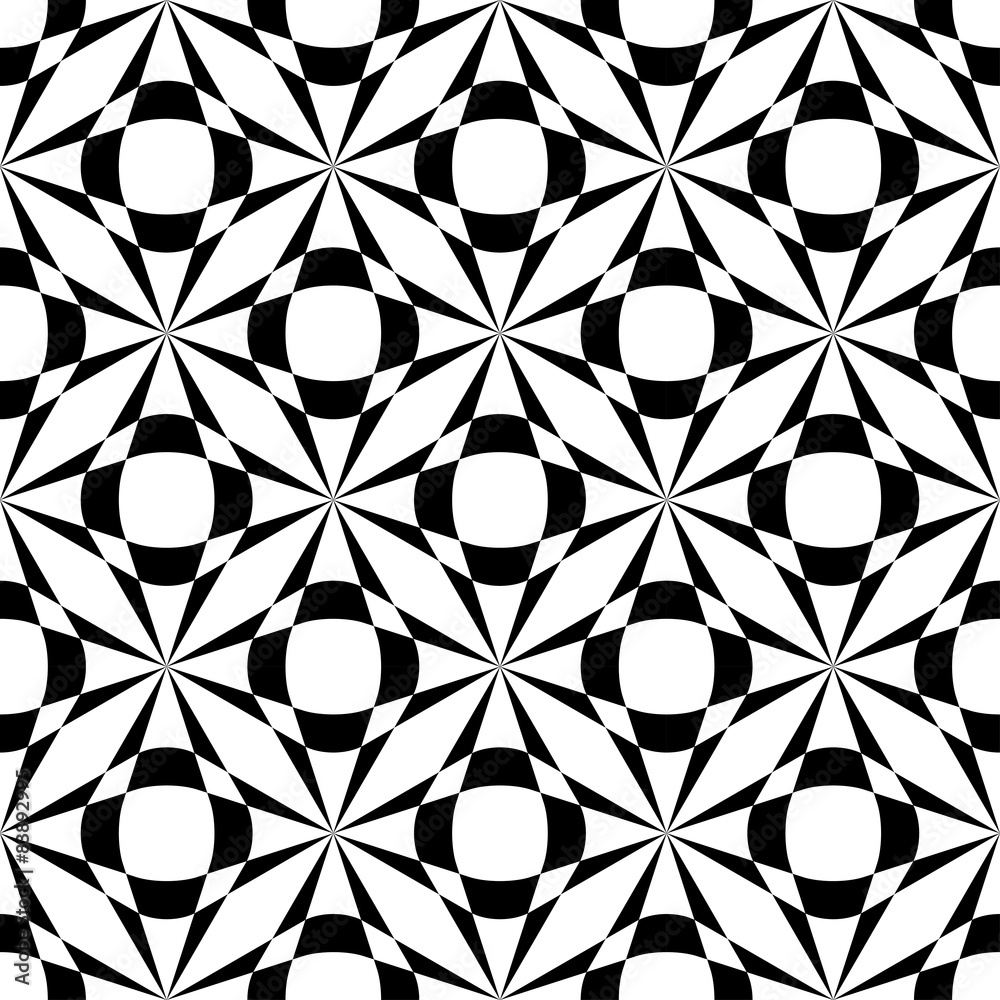 Fototapeta premium Black and white geometric seamless pattern, abstract background.