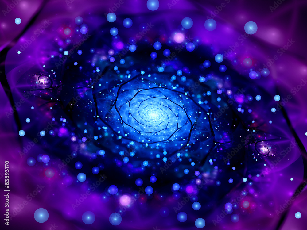 Obraz premium Magical glowing mandala in space fractal with particles